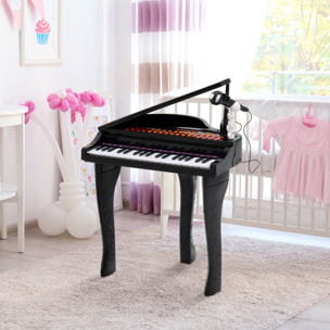 Piano à queue électronique 37 touches multifonctions avec micro haut parleur noir