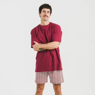 Pijama corto algodón hombre Jannat Burdeos