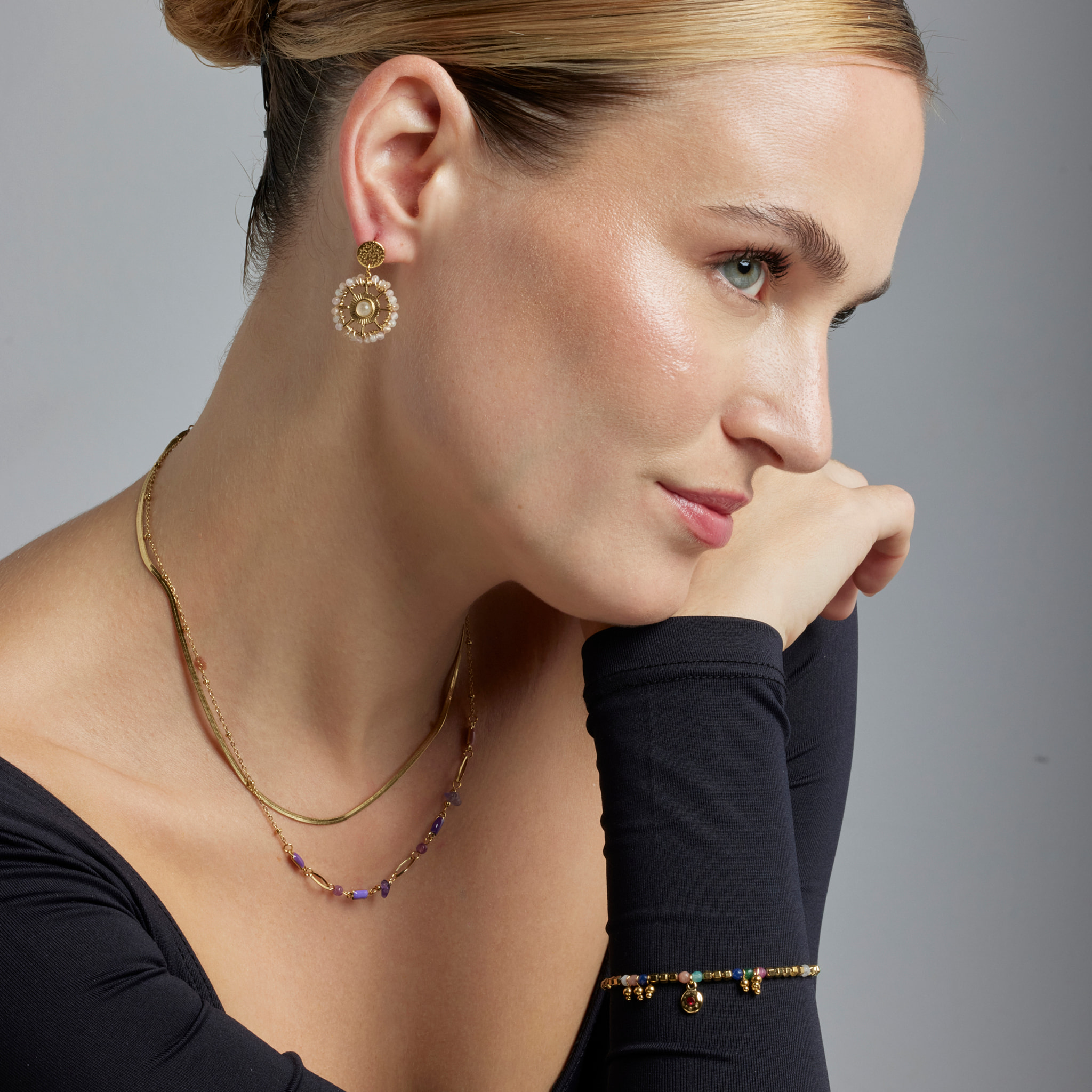 Pendientes con Circonita Brillante acabado oro 18k
