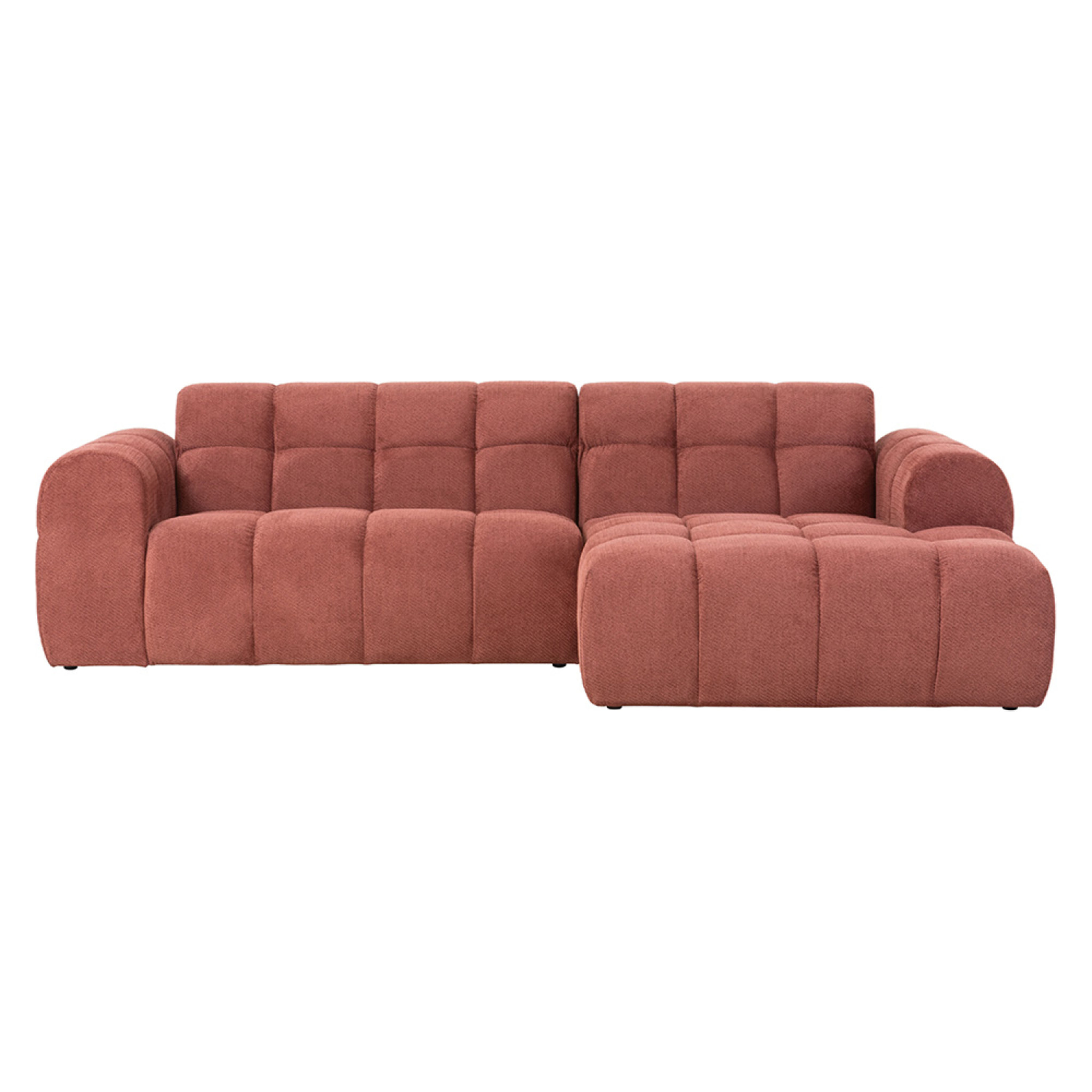 ALINE Canapé d'angle 3/4 places nuage en velours terracotta