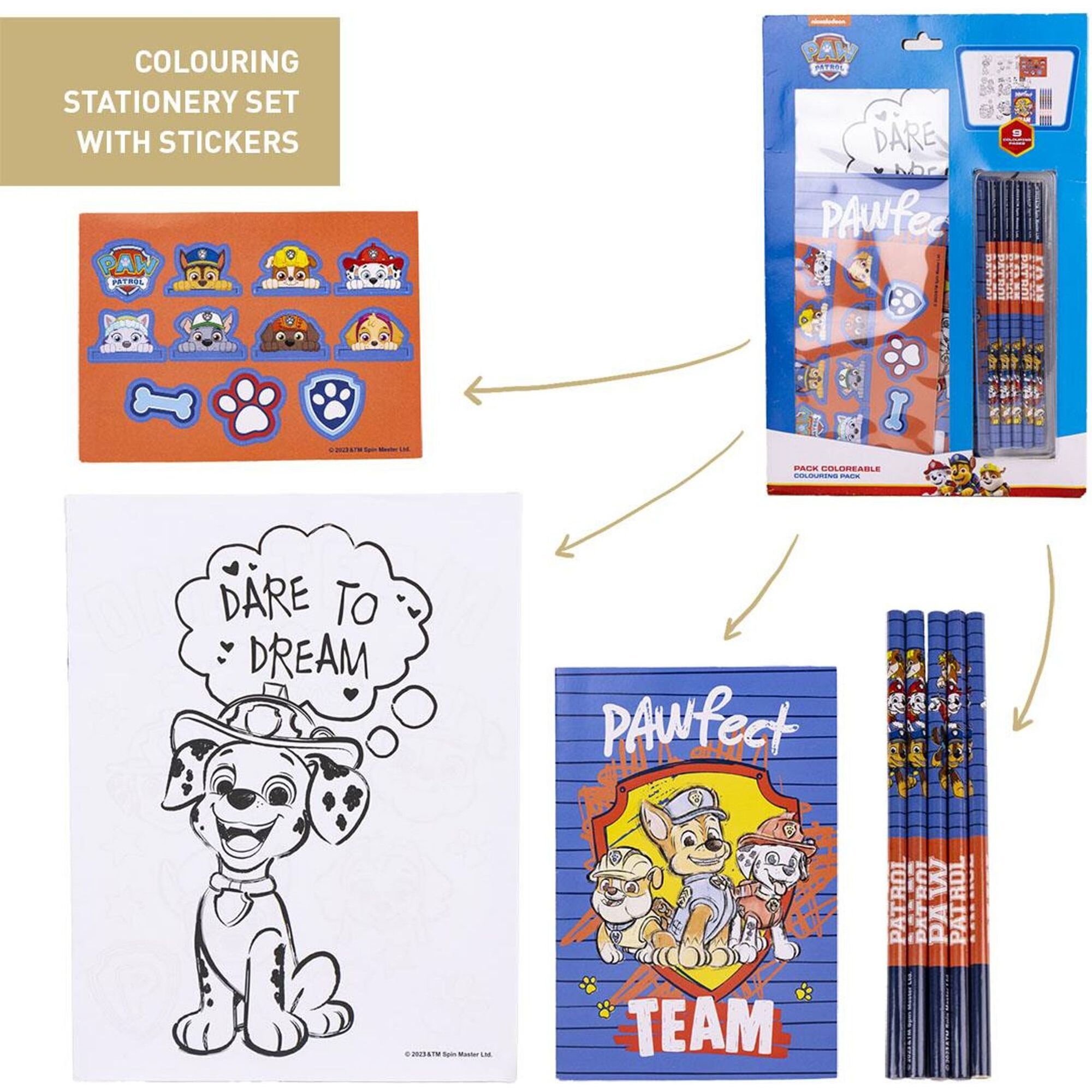 Set De Papelería Coloreable Paw Patrol Blue