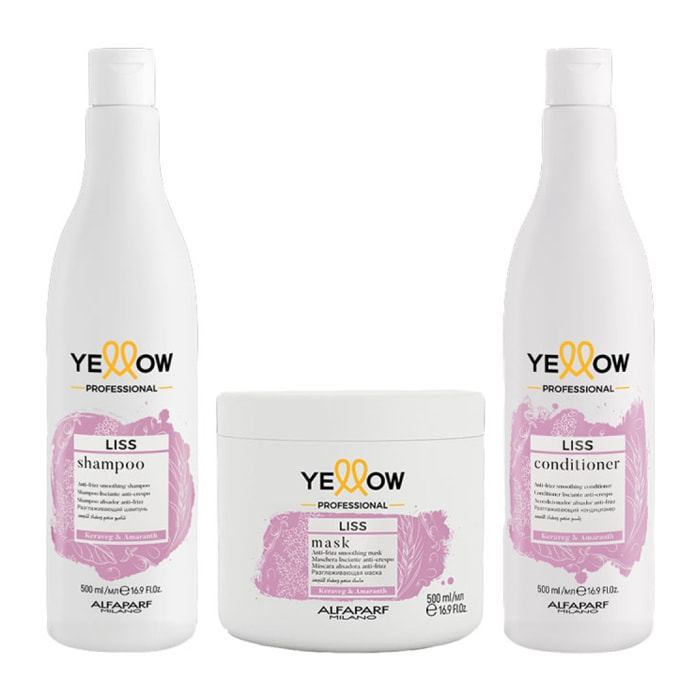 ALFAPARF Yellow Kit Liss Shampoo 500ml+ Mask 500ml +Conditioner 500ml