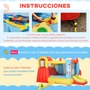 Castillo Hinchable con 2 Toboganes Cama de Salto y Piscina para Niños +3 Años con Inflador y Bolsa de Transporte para Interior Exterior 330x265x185 cm Multicolor