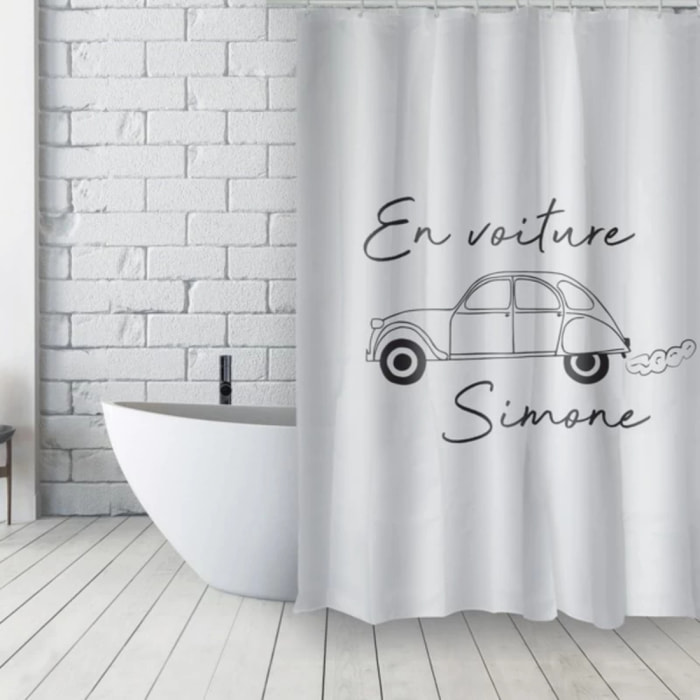 Rideau de douche Français Polyester 180x200cm DEUDEUCHE Noir & Blanc MSV