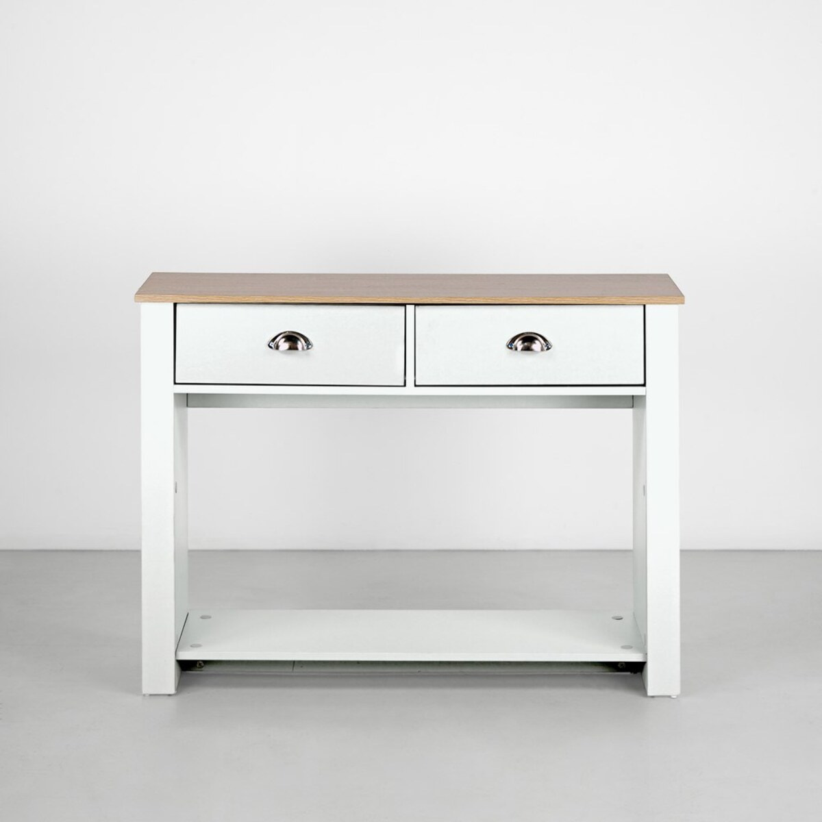 Consolle da ingresso 100x70x40 cm bianca con top rovere - Ginevra