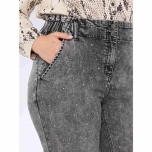 Fiorella Rubino - Jeans balloon efecto usado con aplicaciones luminosas - Gris
