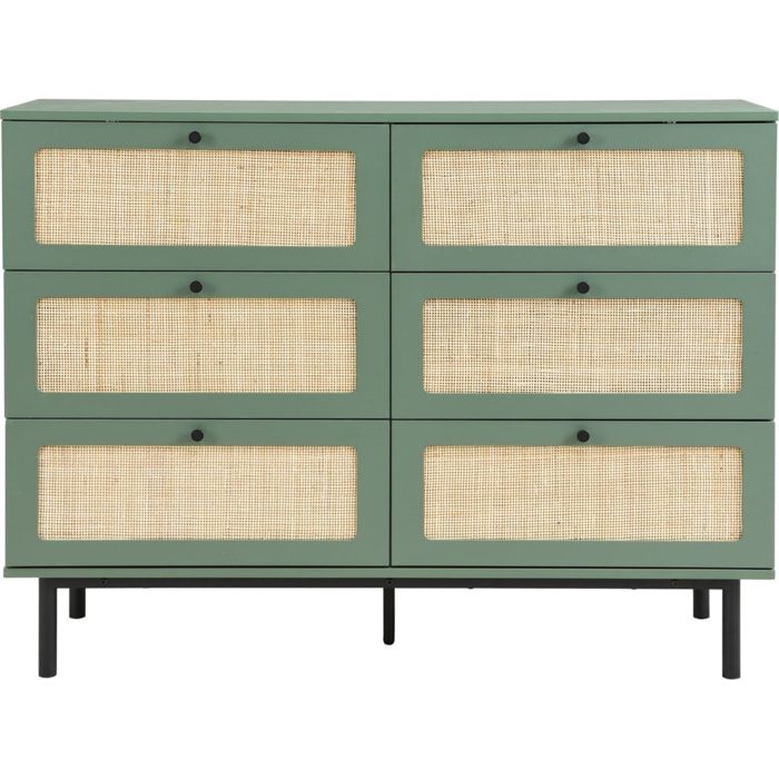 Commode 6 tiroirs en cannage - LUMA