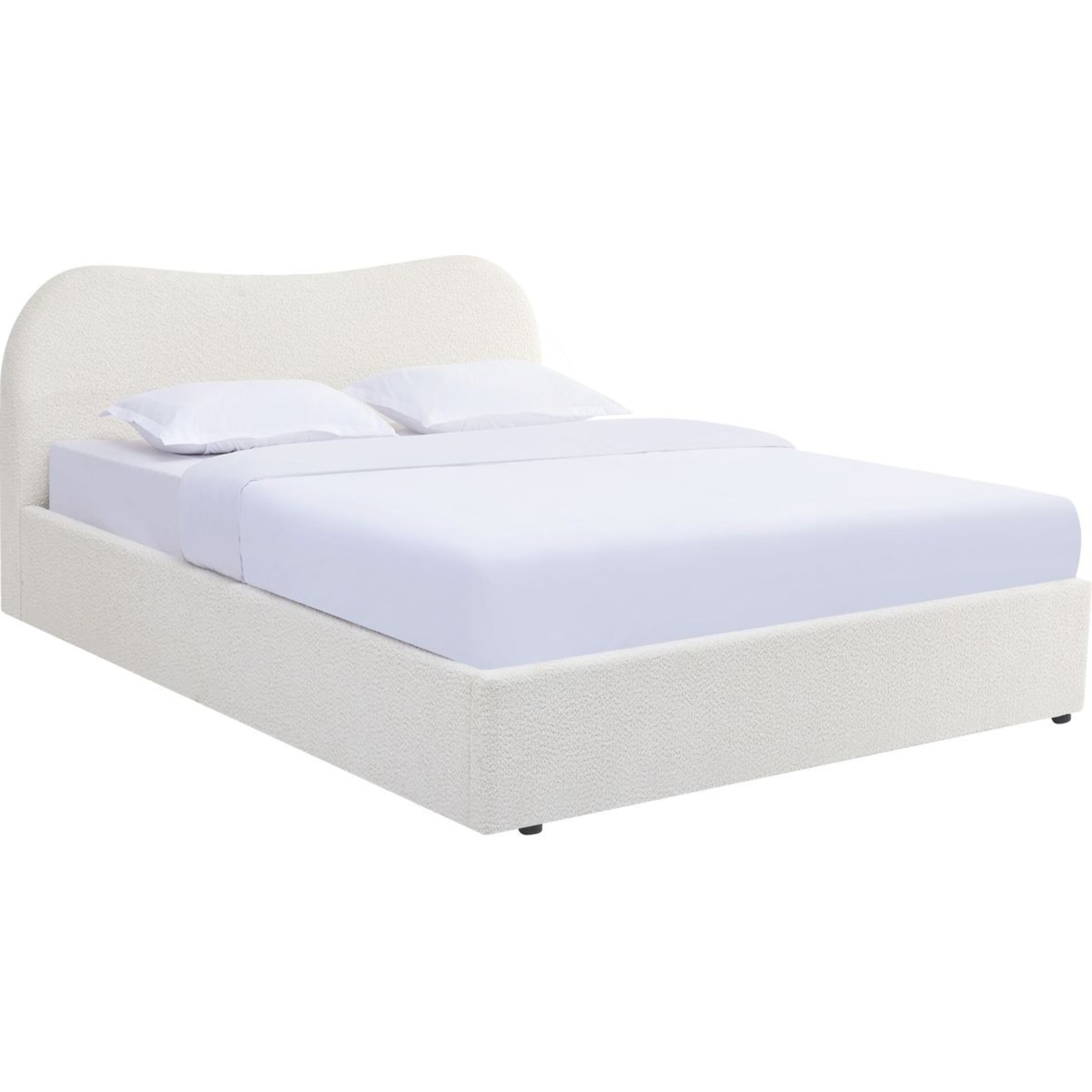 Lit coffre avec tête le lit en tissu bouclé - SUZON