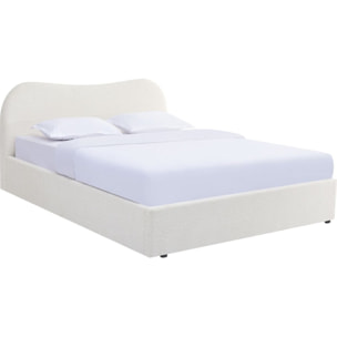 Lit coffre avec tête le lit en tissu bouclé - SUZON