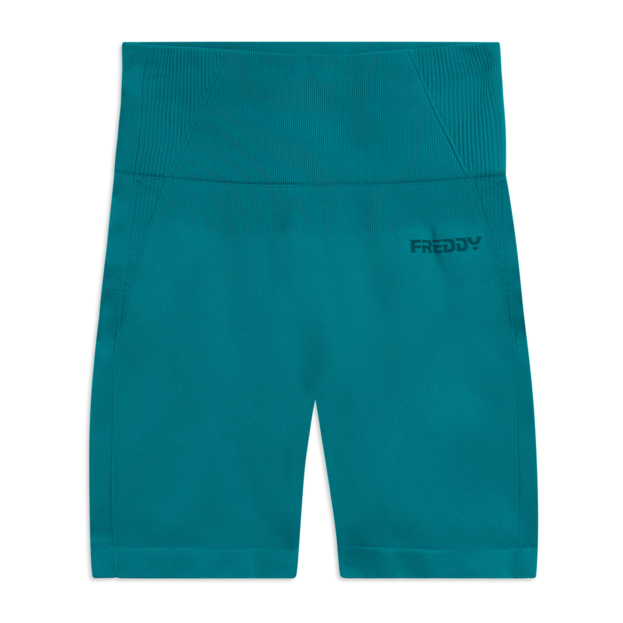 Leggings Corti Seamless con Vita Alta e Inserti in Costina