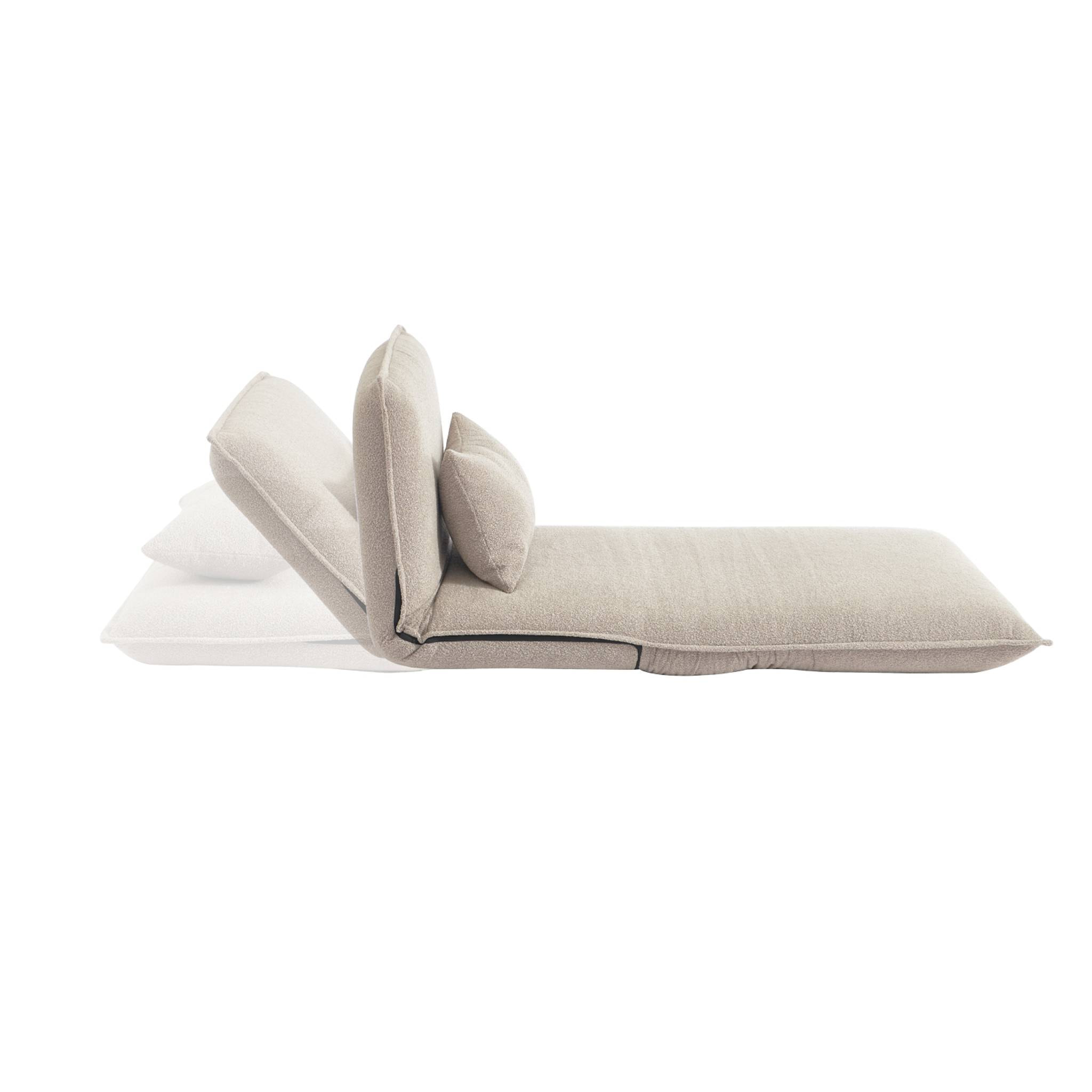 Chauffeuse convertible 1 place en bouclette texturée beige L 99 x P 80 x  H 66 cm - Fleeep