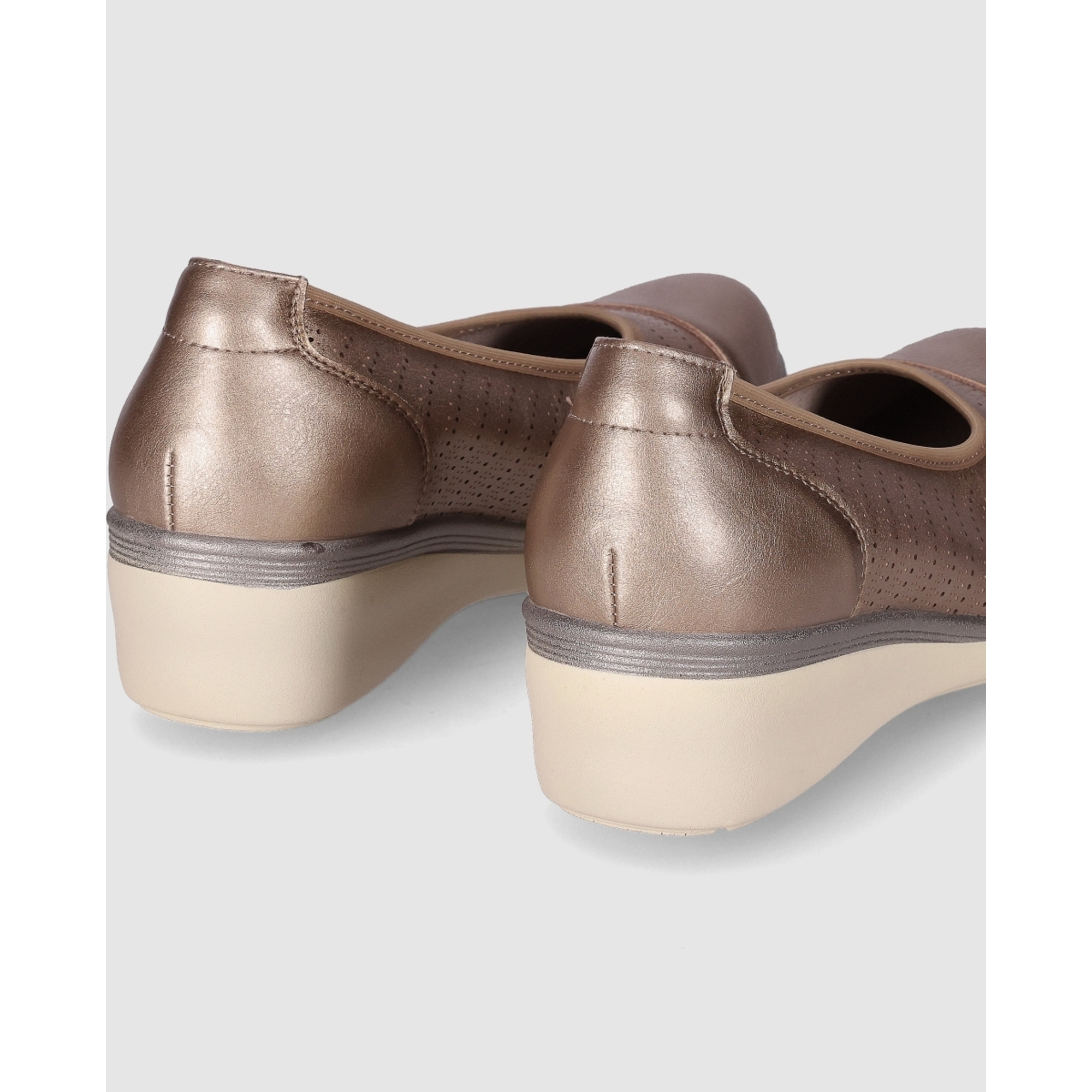 Zapatos de Piel - Bronce - Tacón: 3 cm