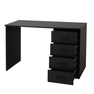 Cassiopea - Scrivania con 4 Cassetti 110x56x73 cm per PC da Ufficio in Legno Nero
