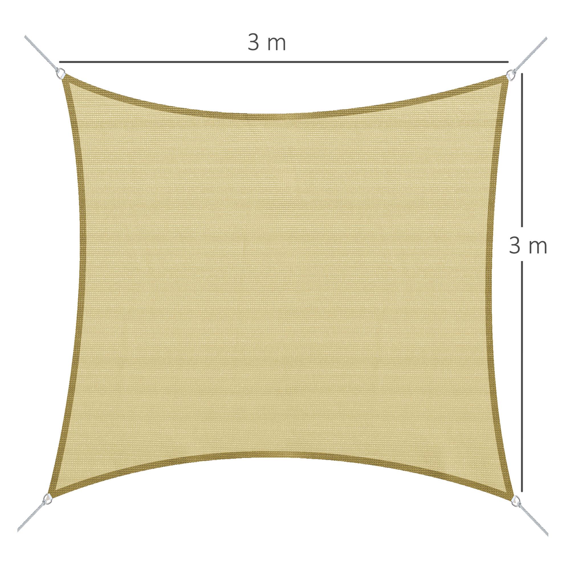 Voile d'ombrage carré 3 x 3 m polyéthylène haute densité résistant aux UV coloris sable