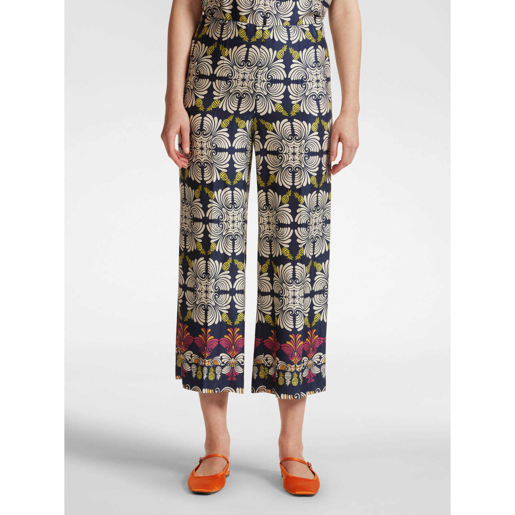 Elena Mirò - Pantalón cropped estampado - Azul