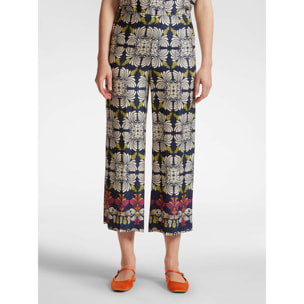 Elena Mirò - Pantalón cropped estampado - Azul