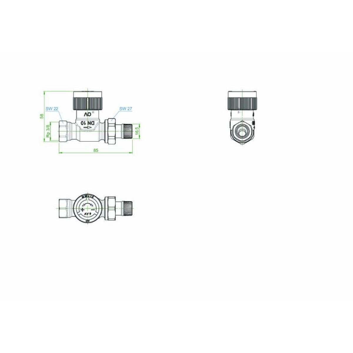 Robinet thermostatique OVENTROP AV 9 ½ DN 10, PN 10, modèle droit - 1183804