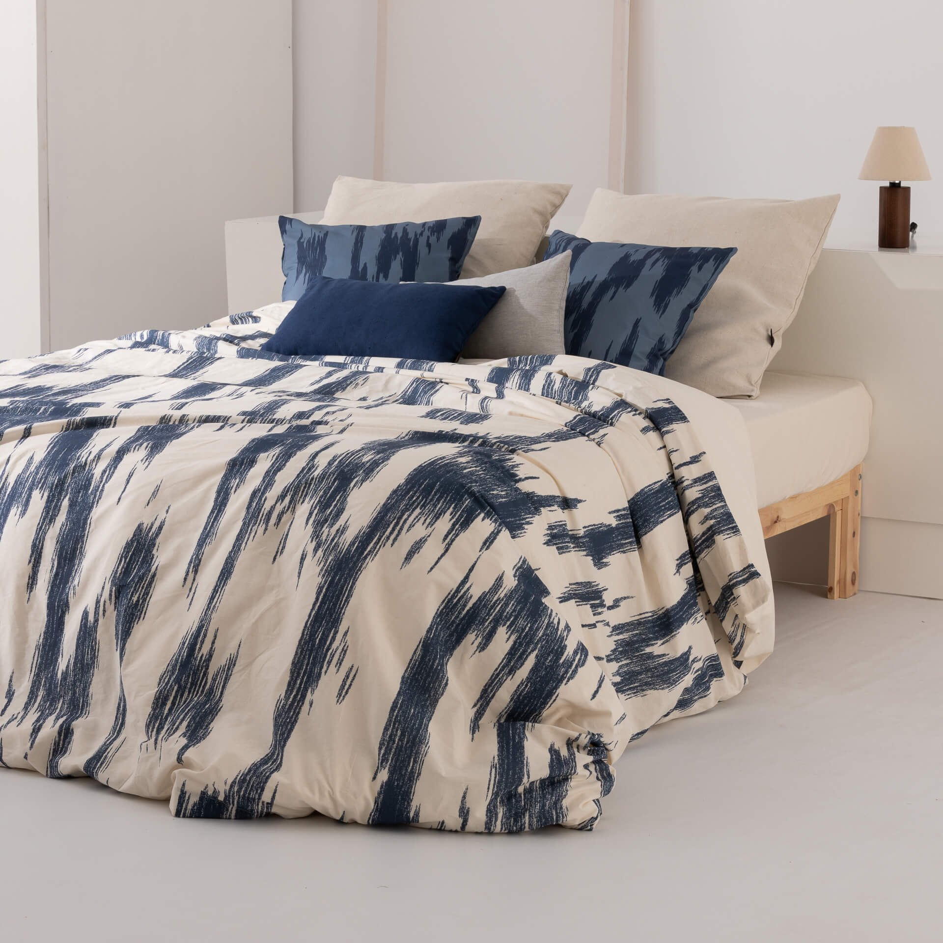 Housse de couette en 100% coton 157 fils Mahón Bleu Marine