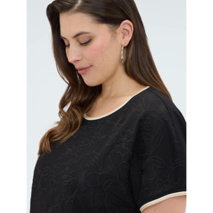 Fiorella Rubino - Camiseta con bordado floral - Negro