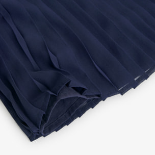 Top plisado, gasa niña, tirantes, cierre botón, azul marino