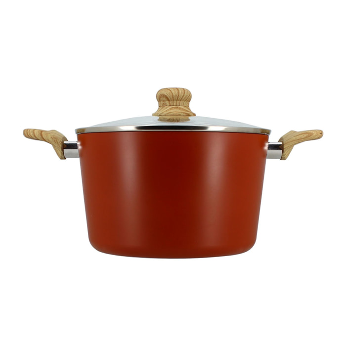 Faitout 24cm en aluminium recyclé brique - tous feux COLORAMA