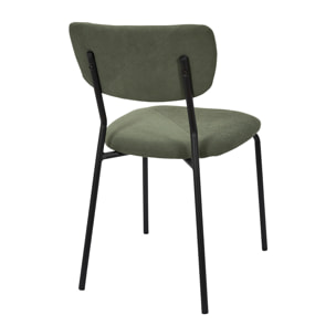 Lot de 4 Chaises - HOME DECO FACTORY - Jules - Côtelées - Confortables - Vert