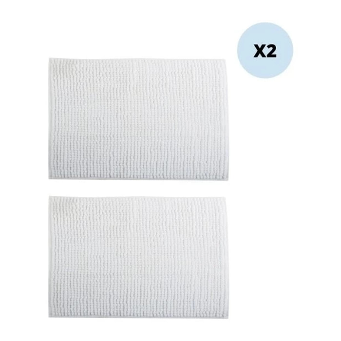 Lot de 2 tapis de bain CHENILLE 50x80 Blanc MSV