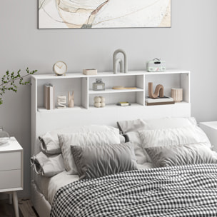 Tête de lit avec rangement - tête de lit bois 140 cm - 4 niches, grande étagère - blanc