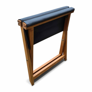 Chiliennes bois - Creus - 2 transats en bois d'Eucalyptus huilé avec coussin repose-tête gris et repose-pieds