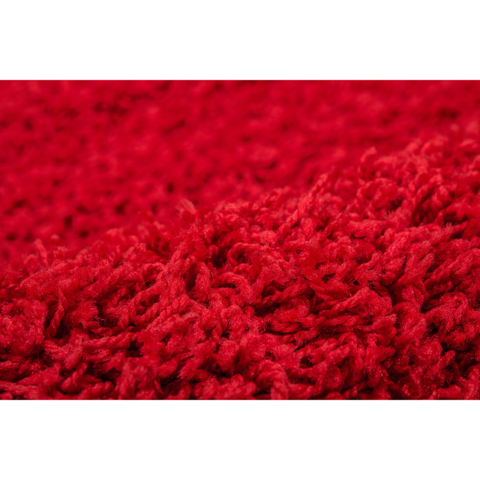 SHAGGY UNI - Tapis shaggy à poils longs, motif uni rouge