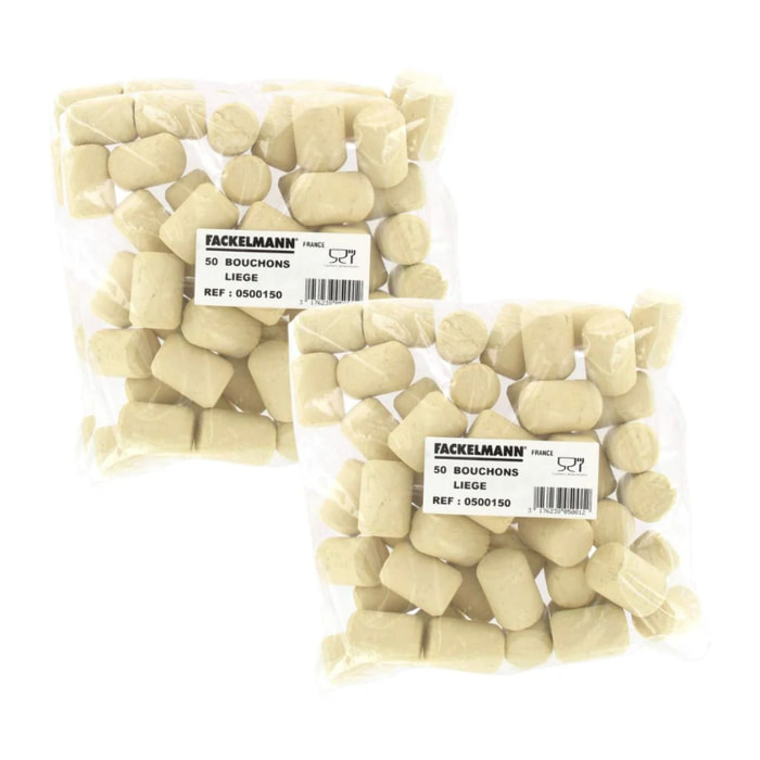 Lot de 100 bouchons de liège droits Fackelmann Bar Concept