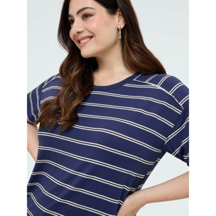 Fiorella Rubino - Camiseta de rayas en jersey mezcla de viscosa - Azul