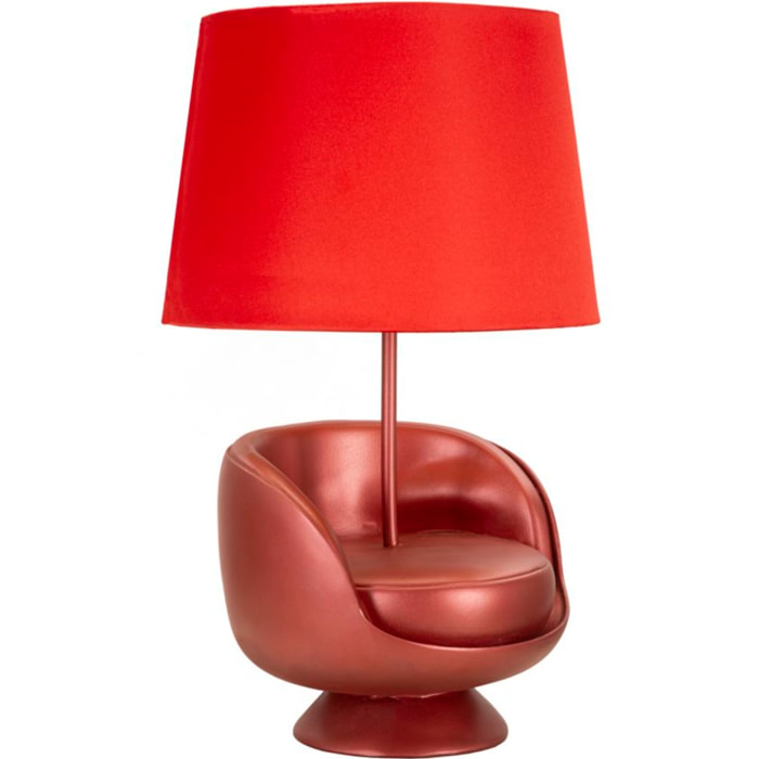 LAMPADA DA COMODINO MIDCENTURY ROSSA CM Ø 26X43