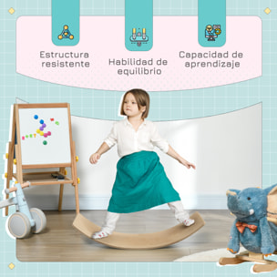 Tabla de Equilibrio para Niños de +3 Años Tabla Curva de Madera Carga 50 kg para Entrenamiento Sensorial Equilibrio 90x29x19 cm Natural