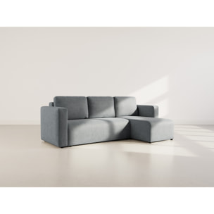 Canopy - canapé d'angle réversible 4 places convertible avec coffre en velours côtelé - Gris foncé