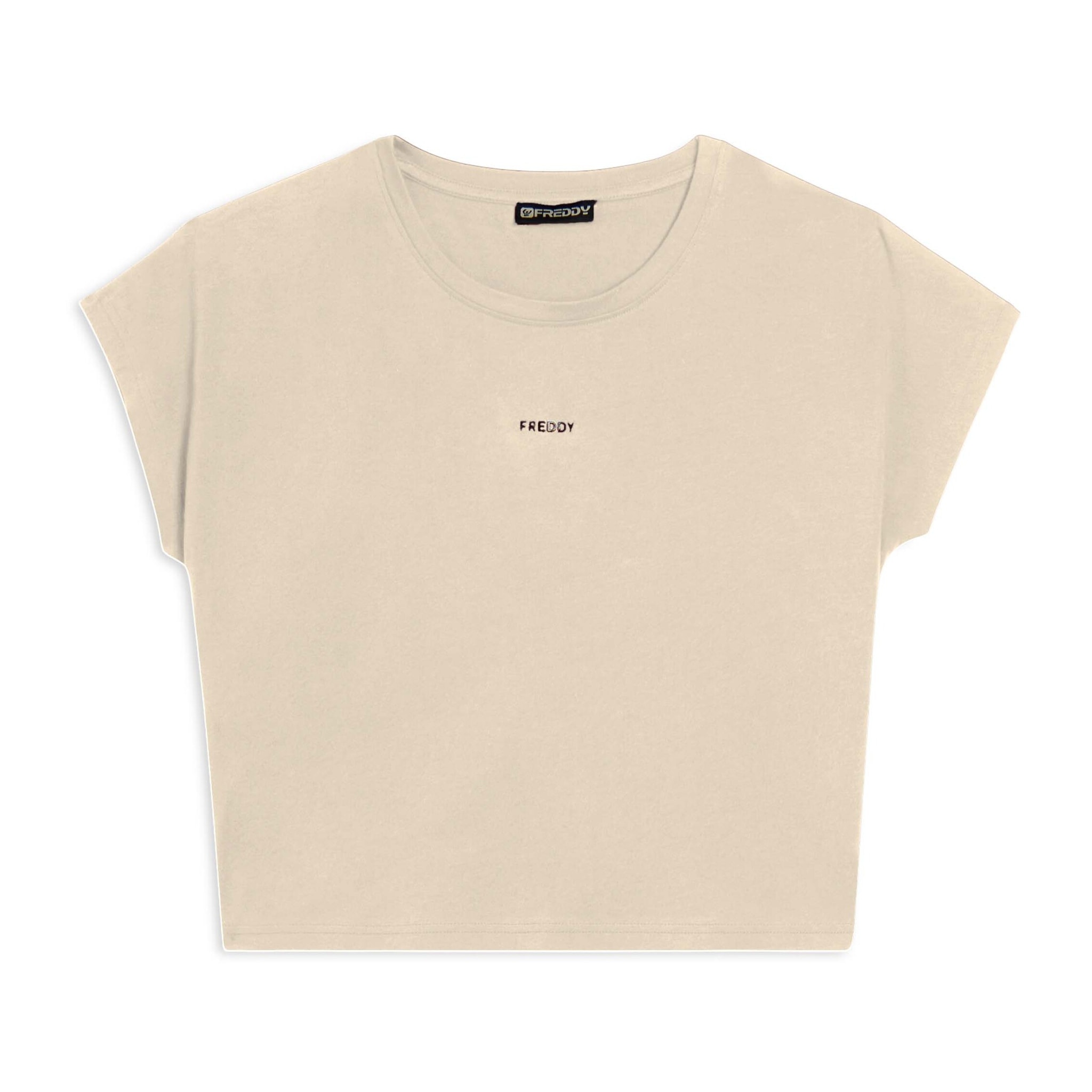 T-shirt donna con stampa sulle spalle