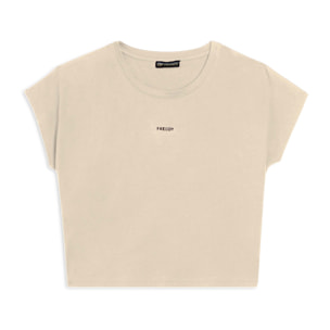 T-shirt donna con stampa sulle spalle