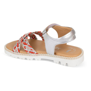Sandalia Sport Piel Natural. Velcro/Trenza