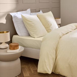 Drap-housse en coton lavé motif carreaux jacquard - Ivoire