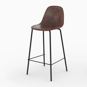 Pack 4 chaises pour îlot central marron et gris/noir 65 cm - Henrik