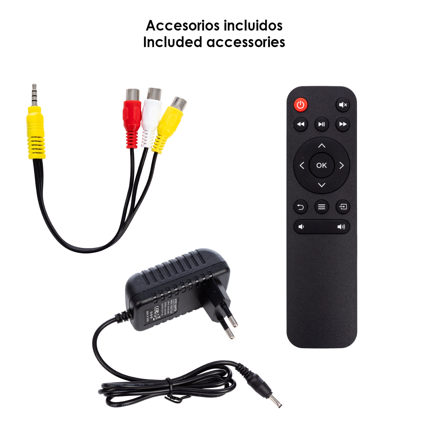 Mini proyector LCD 1080 HD, 10 ANSI Lumens 10W proyección de 20 a 60 pulgadas. Duplicación de pantalla por cable. Con mando a distancia.