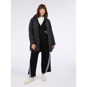 Fiorella Rubino - Plumífero largo acolchado con capucha - Negro