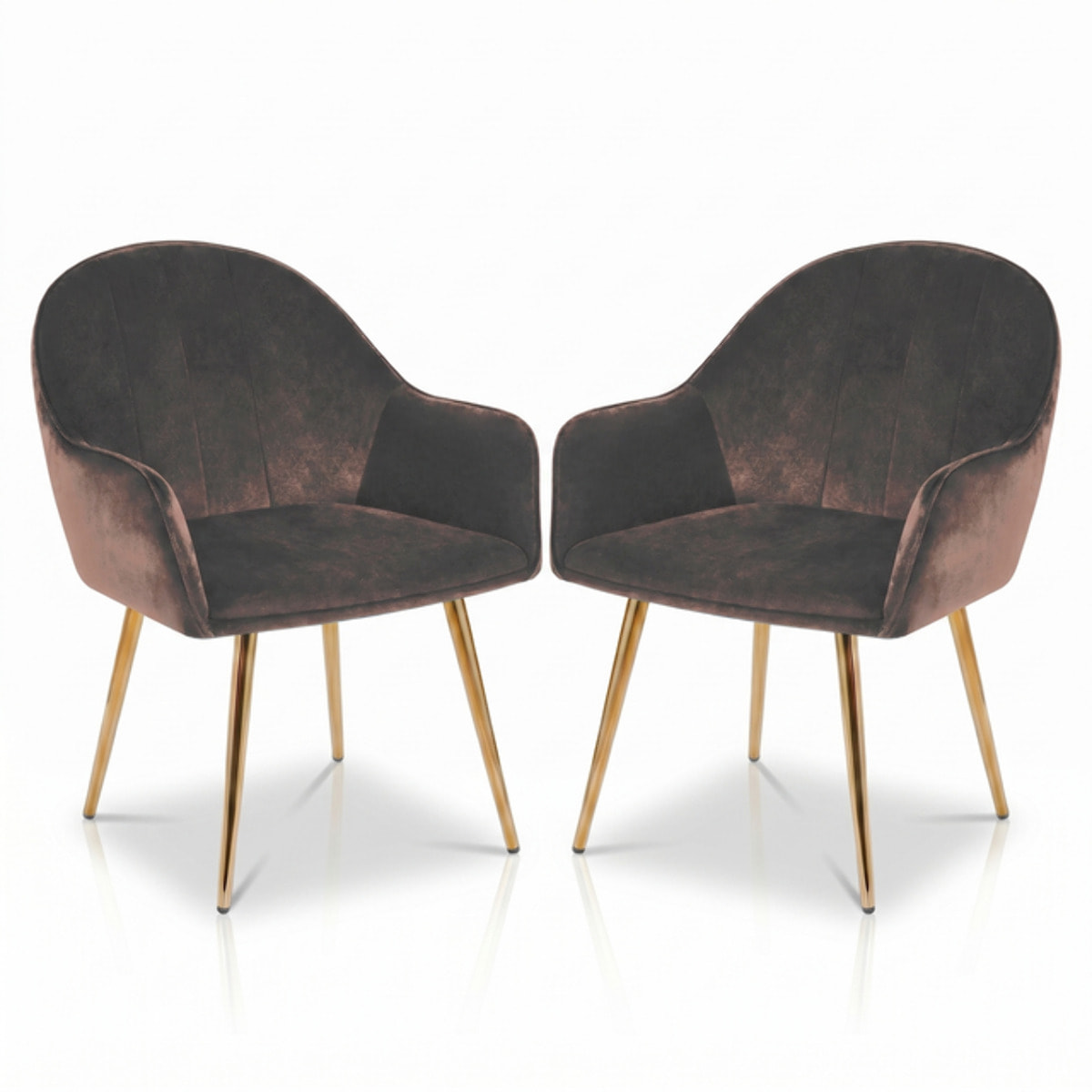 Set 2 poltrone in velluto con gambe oro, sedie imbottite design elegante e moderno, struttura in legno con schienale e seduta confortevoli, rivestimento effetto velluto morbido, ideali per soggiorno camera e ufficio, stile raffinato