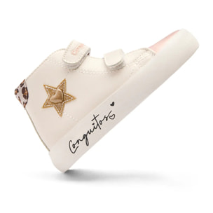 Zapatillas Altas de Niña con Doble Tira Adherente y Estampado de Estrella
