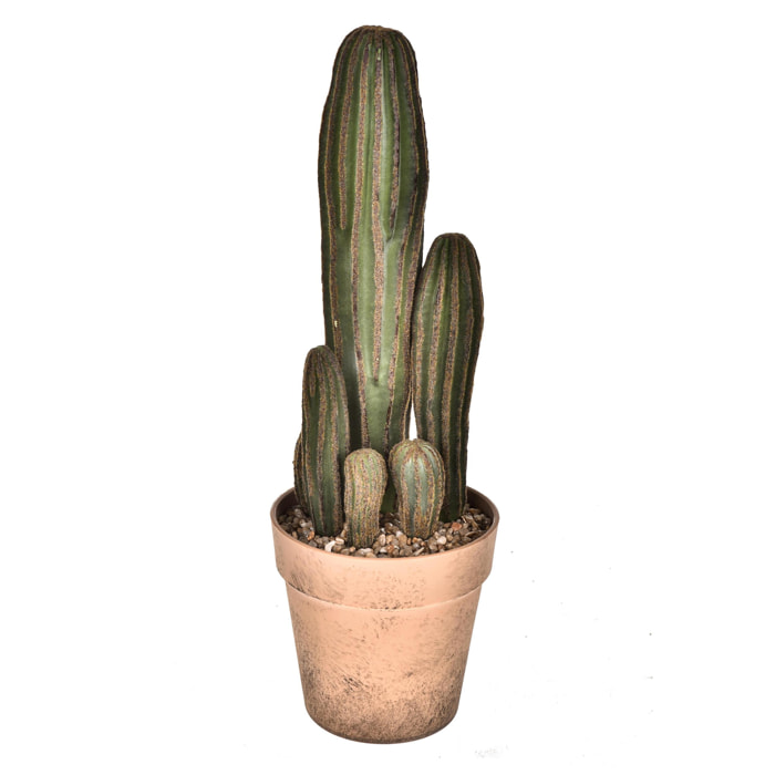 Cactus Con Vaso. Altezza 24 Cm - Pezzi 3 - 10X24X10cm - Colore: Verde - Bianchi Dino - Piante Artificiali