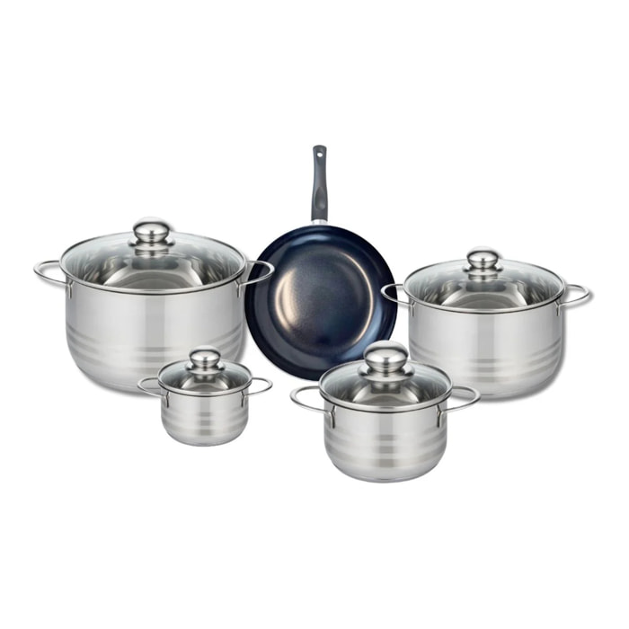 Ensemble de 1 Poêle de cuisson 20 cm et 4 faitouts 12, 16, 20 et 24 cm Elo Prima Brillant