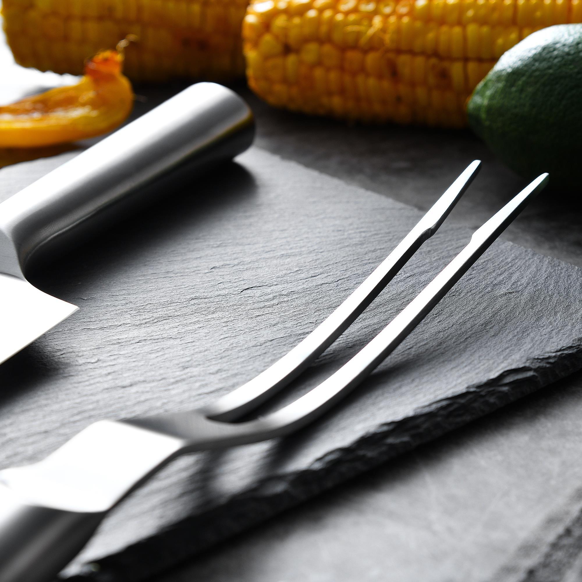 Set de cuchillo chef + tenedor para carne bbq en acero inoxidable bergner