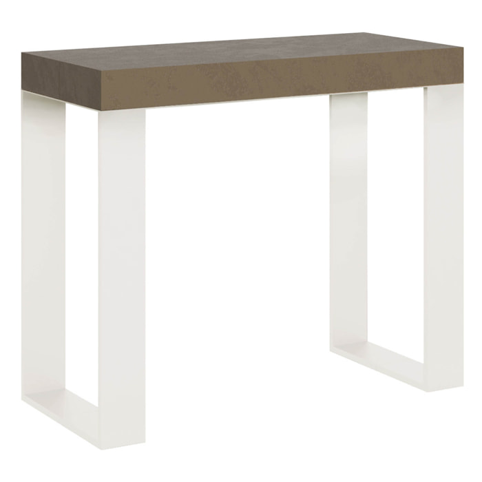 Console Extensible 90x40/300 cm Tecno Taupe cadre Blanc