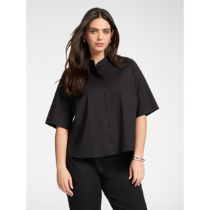 Elena Mirò - Camicia con collo alla coreana - Nero