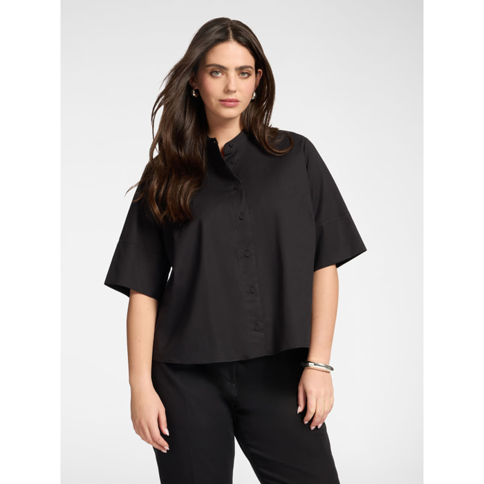 Elena Mirò - Camicia con collo alla coreana - Nero